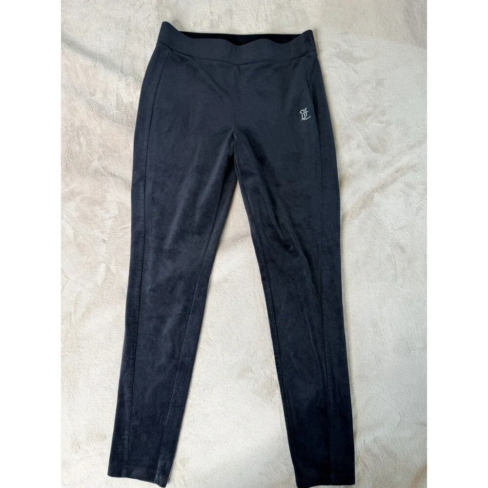 Juicy Couture Velour Black Soft Stretch Leggings strech pull on slim Size L